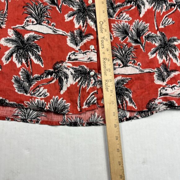 Tahari Liinen Flax Short Sleeve Shirt Tropical Hawaiian Coastal Top Casual Large - Picture 6 of 9